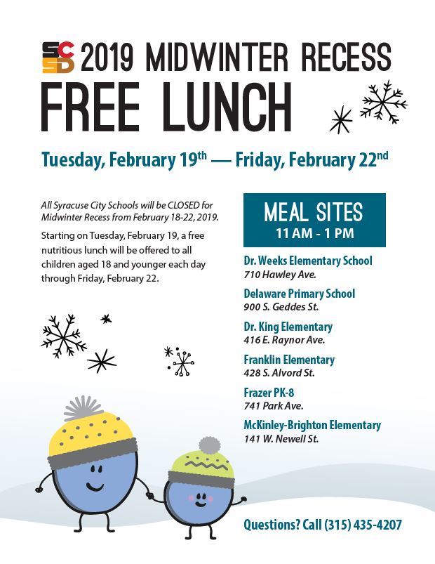 Midwinter Recess Free Lunch List 2019 