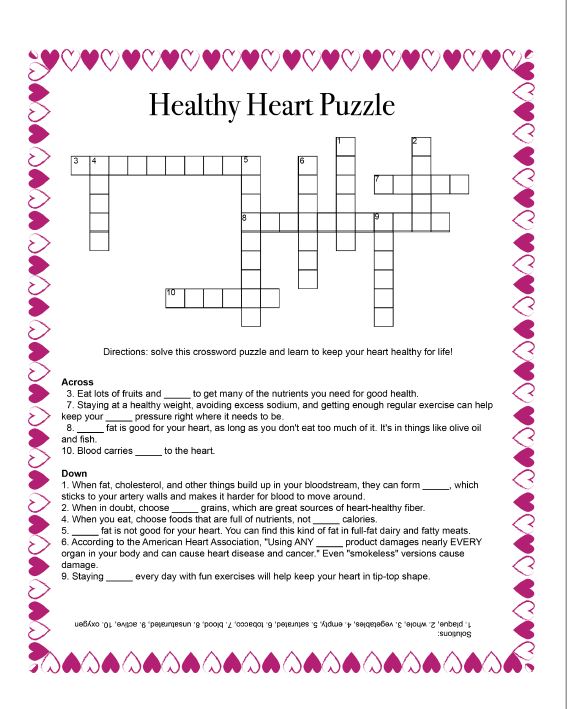 Heart Healthy Crossword- Try it Out!